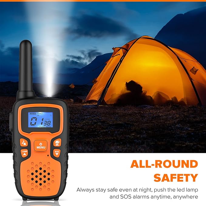 Wishouse Walkie Talkies for Kids Adults - Long Range Rechargeable 2 Way Radios,Gift,Hiking Accessories Camping Gear with Lamp,SOS Siren,NOAA Weather Alert,VOX,Easy to Use 6 Pack