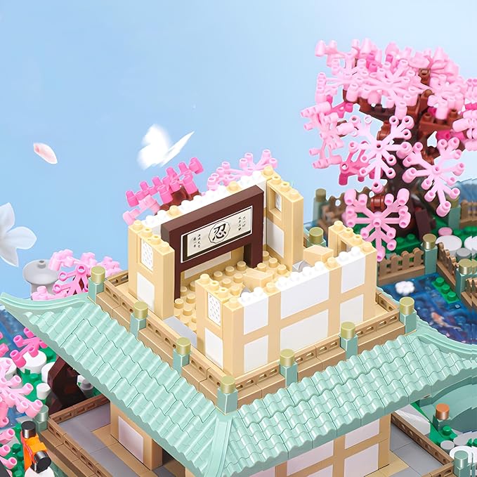 Cherry Blossom Micro Mini Building Block Sets Toy for Adults,Japanese Bonsai Tree House Architecture Gifts for Kids 14+(3809 Pieces)