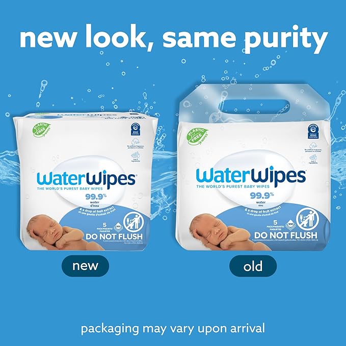 WaterWipes Sensitive+ Newborn & Baby Wipes, 3-In-1 Cleans, Cares, Protects, 99.9% Water, Unscented & Hypoallergenic, 300 Count (5 Packs)