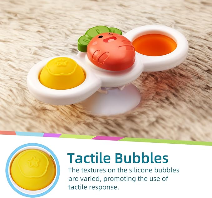 LiKee Strong Suction Cup Fidget Rotating Sensory Bath Toys for Baby, Airplane Car Travel Table & Window Toys for Toddler Boys and Girls, 6+ Months