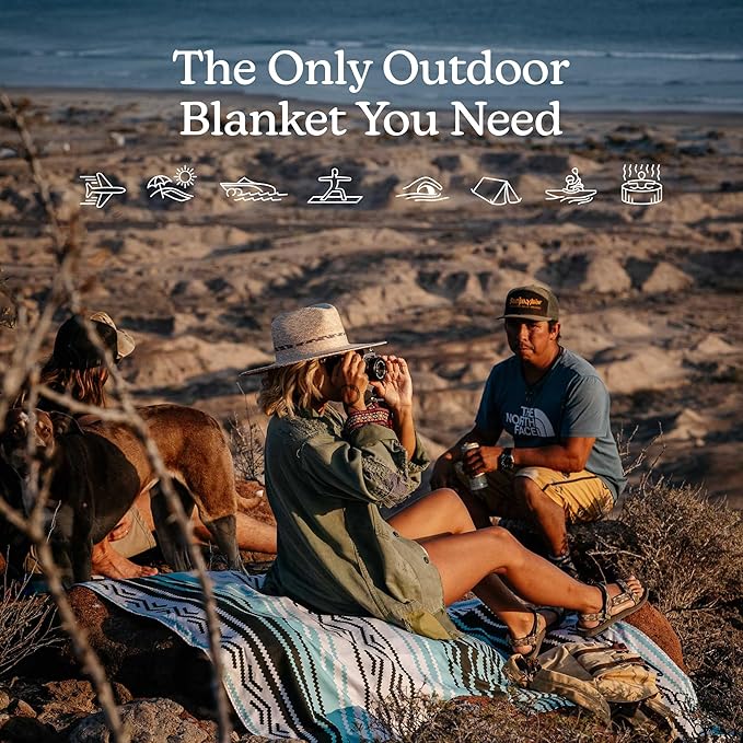Nomadix Festival Blanket - Perfect for Picnics, Camping, & Lawn Seating - Plush Top & Water Resistant Base - Made with Post Consumer Recycled Materials - Barton Blue - 60x70