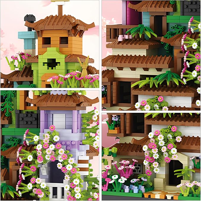 Cherry Blossom Tree House Micro Mini Building Block Sets for Adult,Flowers Treehouse Modell Villa Kit for Woman Kids(3350 Pieces)