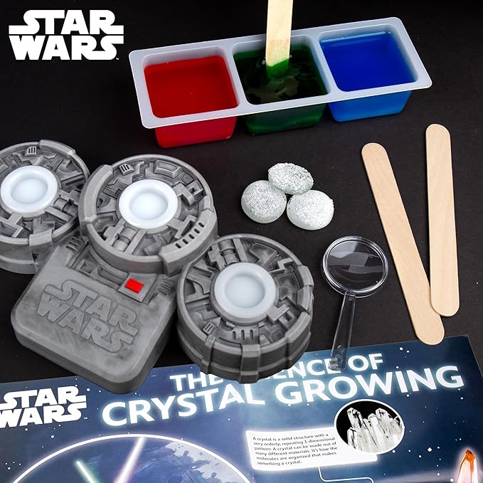 STAR WARS Glowing Crystals, Crystal Growing Kit with Light Up Display Stand, Grow 3 Colorful Crystals, Star Wars Toys, Gift for 8 Year Old Boy, Star Wars Merch, Star Wars Toys for Boys Age 8-12