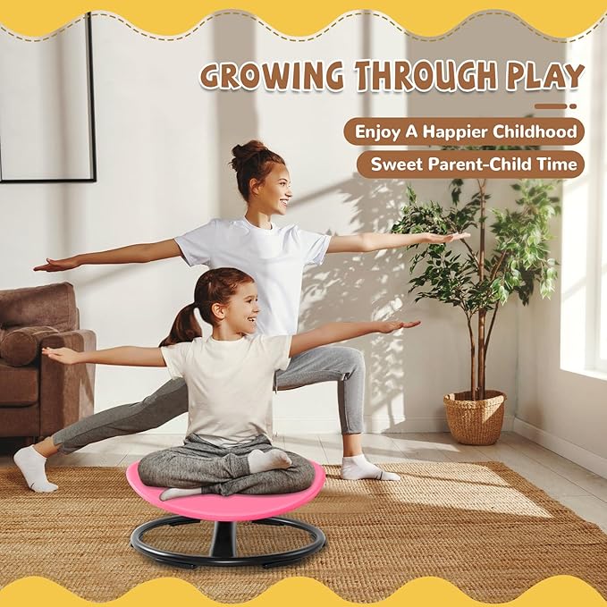 Zhenx Spinning Chair for Kids, Autism Kids Swivel Chair, Kids Sensory Chair, Spinning Chair for Autistic Kids & ADHD Children, Sit and Spin Training Body Coordination (Pink)