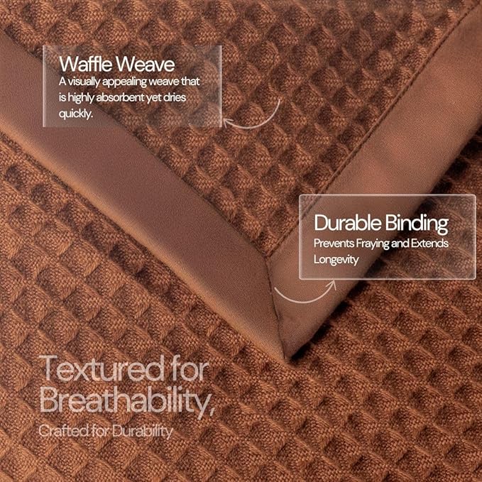 Salt Earth GOTS Certified 100% Organic Cotton Throw Blanket, 55" X 60" Blankets & Throws for Bed, Throw Blanket for Couch,Modern & Cozy Blanket, All Season Waffle Blanket, Soft Blanket (Potting Soil)