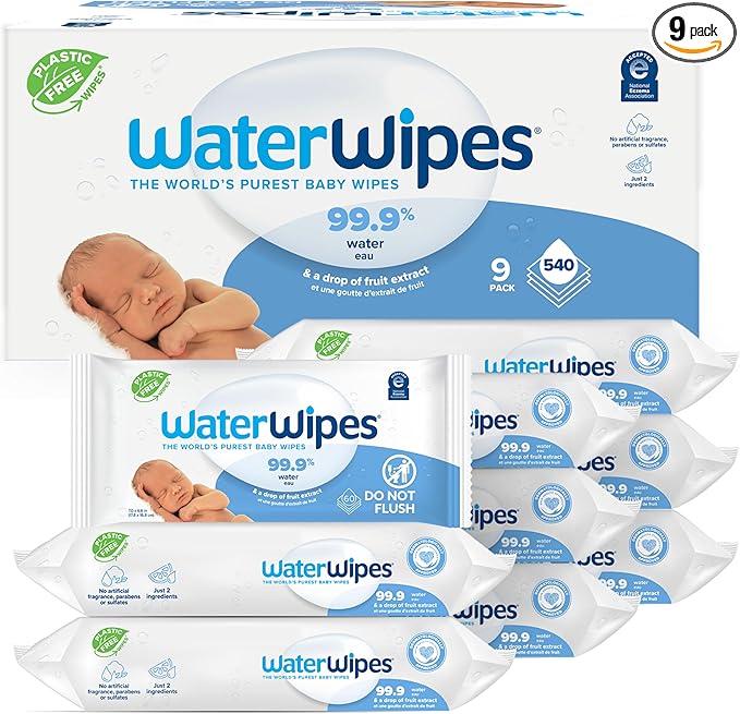 WaterWipes Sensitive+ Newborn & Baby Wipes, 3-In-1 Cleans, Cares, Protects, 99.9% Water, Unscented & Hypoallergenic, 540 Count (9 Packs)