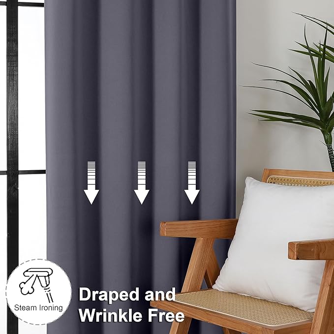 Simplebrand Ava Grey Short 36 Inches Blackout Curtain 2 Panels Set, Half Window Rod Pocket Privacy Curtain Tiers for Kitchen, Curtains Blackout for Bathroom Shades, W40 x L36 Inch, Grey