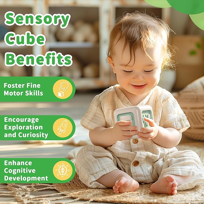 Busy Cube Toy, Sensory Toys for Toddlers 1-3, Baby Car Seat Toys 12-18 Months, Toddler Airplane Travel Toys Age 1-2, Learning Fine Motor Skills, 1st Birthday Gifts Boys Girls