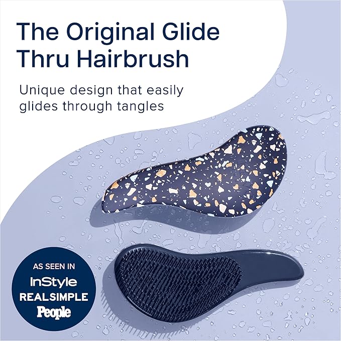 Crave Naturals Glide Thru Hair Brush - Detangler Brush for Curly, Straight, Wet or Dry Hair - Gentle Detangling Brushes for Adults, Kids, Toddlers - Hair Accessories for Women, 7.5"x3" - Terazzo