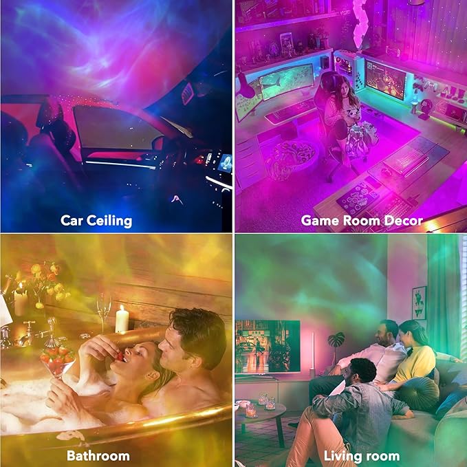 VoMii Ocean Wave Projector Light,16 Colors Luminorthe Cube Lamp with Dynamic Wave Effect,Northern Lights Projector Ambient Lighting with Remote for Bed Room Classroom Decor