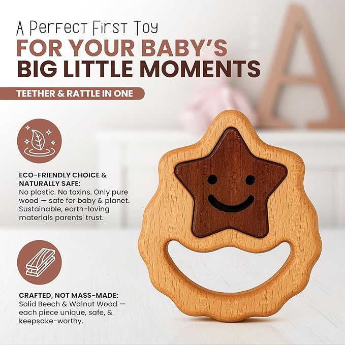 Wooden Toy for 6โ12 Month Old Baby | Montessori Rattle | Toys for Baby Boy & Girl