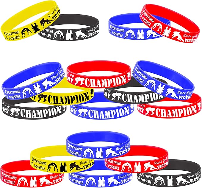 CupaPlay 36 PCS Wrestling Silicone Wristband - Brazilian Jiu-Jitsu Party theme Birthday Party Decorations Supplies Favors