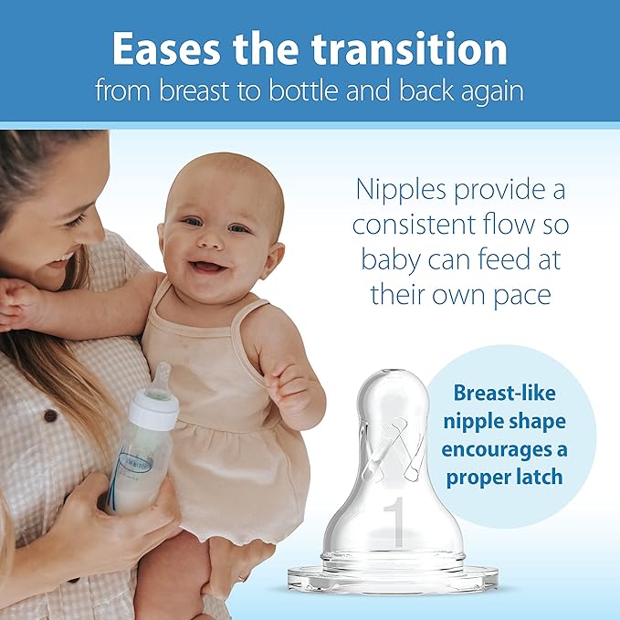 Dr. Brown's Natural Flow Anti-Colic Options+ Narrow Breast to Bottle Pump & Store Feeding Set with Slow Flow Nipples, Baby Travel Caps and 100% Silicone HappyPaci One-Piece Pacifier, Blue