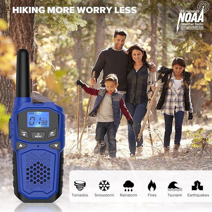Walkie Talkies for Adults- WokTok Long Range Two Way Radio for Camping Hiking Hand Held Hiking Accessories Camping Gear Xmas Birthday Gift for Kids,SOS Siren,NOAA Weather Alert,2 Radios