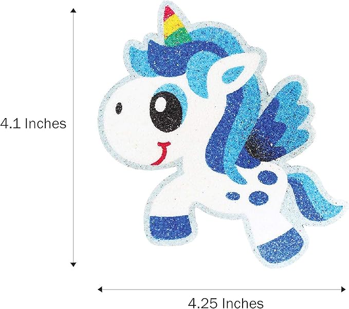VHALE Peel and Stick Magnetic Sand Art Board, 5 MDF Sand Art Sets with Non Scratch Magnets, Peel, Sprinkle and Stick Designs, 12 Sand Colors, Fridge Decor, Kids Party Favors (Unicorn)