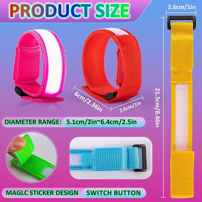 12 PCS LED Light Up Bracelets,LED Glow Flashing Wristbands,LED Glow Bracelets,Glow in The Dark Party Supplies for Sports,Camping,Festivals,Concerts,Raves and Night Events,6 Colors