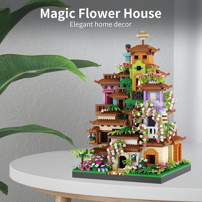 Cherry Blossom Tree House Micro Mini Building Block Sets for Adult,Flowers Treehouse Modell Villa Kit for Woman Kids(3350 Pieces)