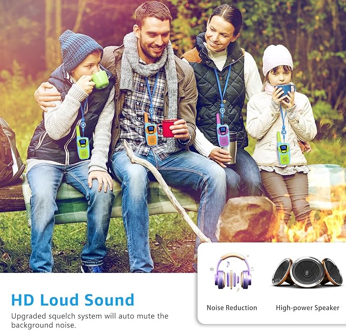 Walkie Talkies for Kids Long Range Walkie-Talkie for Adults Rechargeable 4 Pack with Lanyard 4 Miles NOAA USB, Family Pink 2 Way Radio Toys for 3-12 Year Old Boys Girls Toddlers Camping Skiing