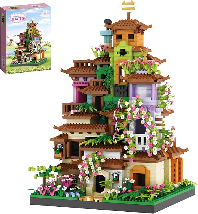 Cherry Blossom Tree House Micro Mini Building Block Sets for Adult,Flowers Treehouse Modell Villa Kit for Woman Kids(3350 Pieces)