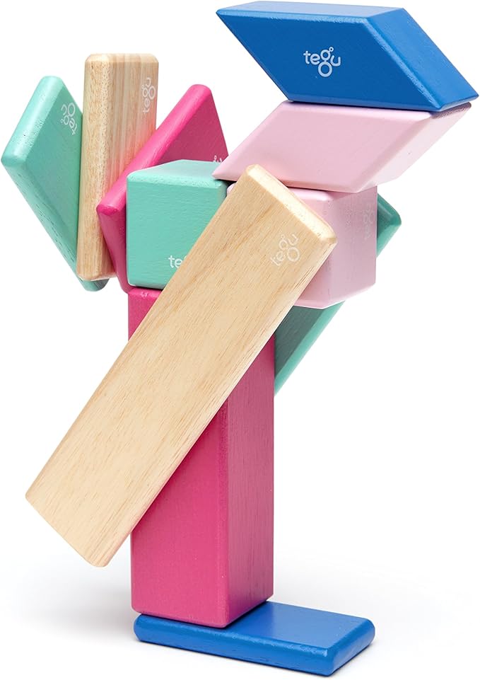 14 Piece Tegu Magnetic Wooden Block Set, Blossom