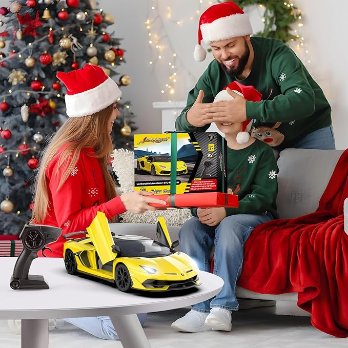 Lamborghini Remote Control Car, Officially Licensed 1:14 Lambo RC Car for Boys Girls Birthday Gift, Yellow Toys for 3 4 5 Years Old(Yellow)