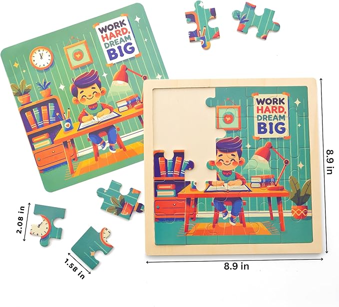 6 Educational Wooden Puzzles & Storybook, Teaches Kindness, Empathy & More ā 6 in 1 Jigsaw Puzzle for Kids Ages 3-7 ā Learn Real Values Through Stories ā Montessori Puzzle Set 25 Pieces