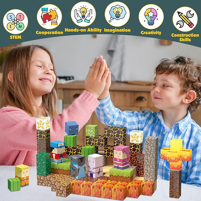 200PCS Magnetic Blocks Building Toys Set, Light Up Build 3D Magnetic Building Blocks for Kids Boys Girls Ages 3+, Magnet Cubes STEM Sensory Christmas Birthday Gift Construction Toys