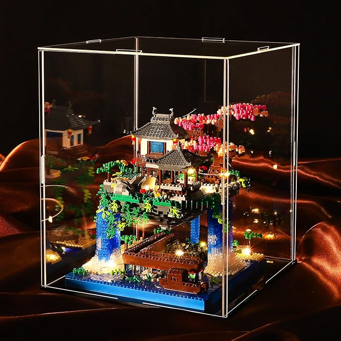 Cherry Blossom Bonsai Tree Building Block Sets with Acrylic Display Box Chinese Architecture of Peach Blossom Micro Mini Building Set Toy Gift for Kids Adults(3320 Pieces)