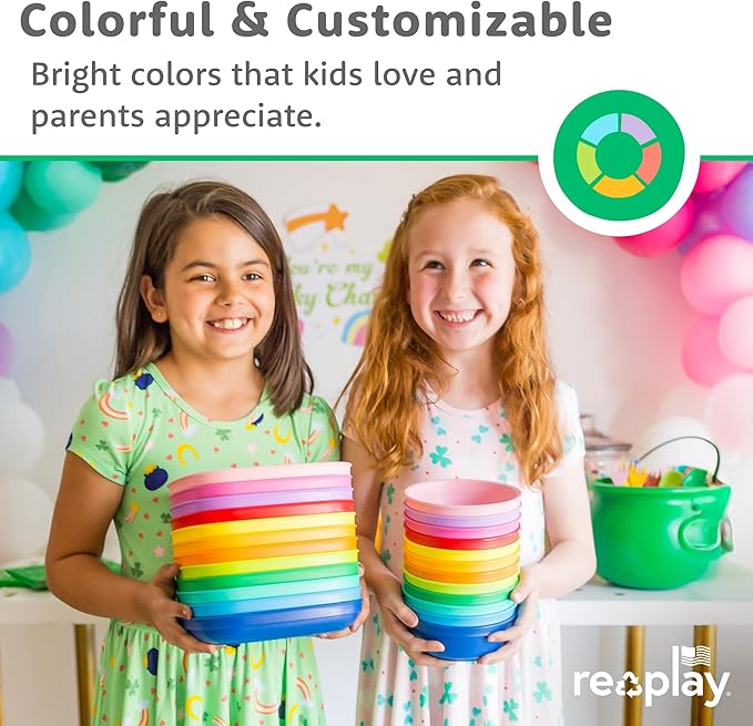 Re-Play 12 Oz. Toddler Bowls for Snack and Everyday Dining - Dishwasher and Microwave Safe - Made in USA - Set of 3-5.75" x 5.75" x 2" - Easter