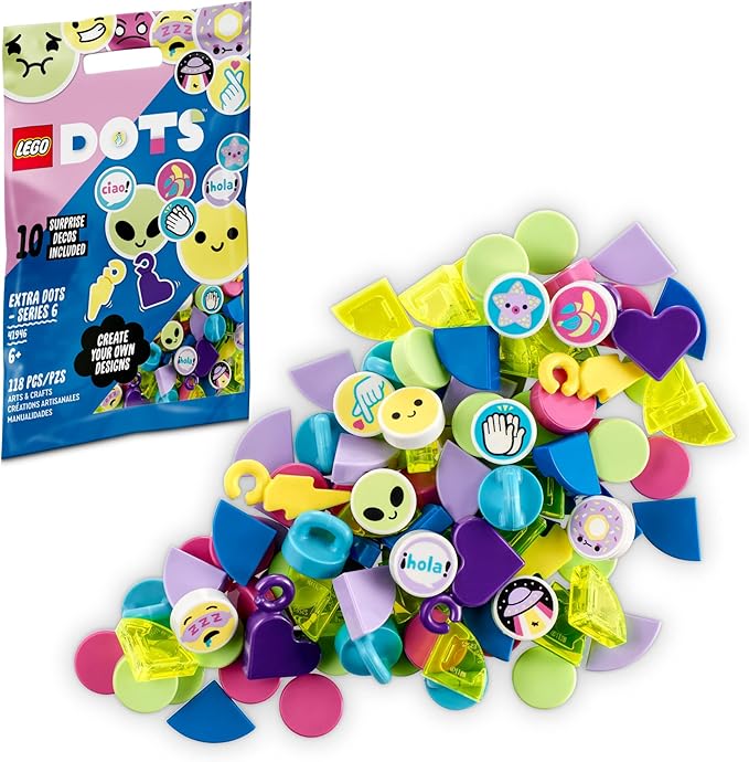 LEGO DOTS Extra DOTS – Series 6 41946 Craft Decoration Kit; Decorating Tiles That Make a for Ages 6+ (118 Pieces)