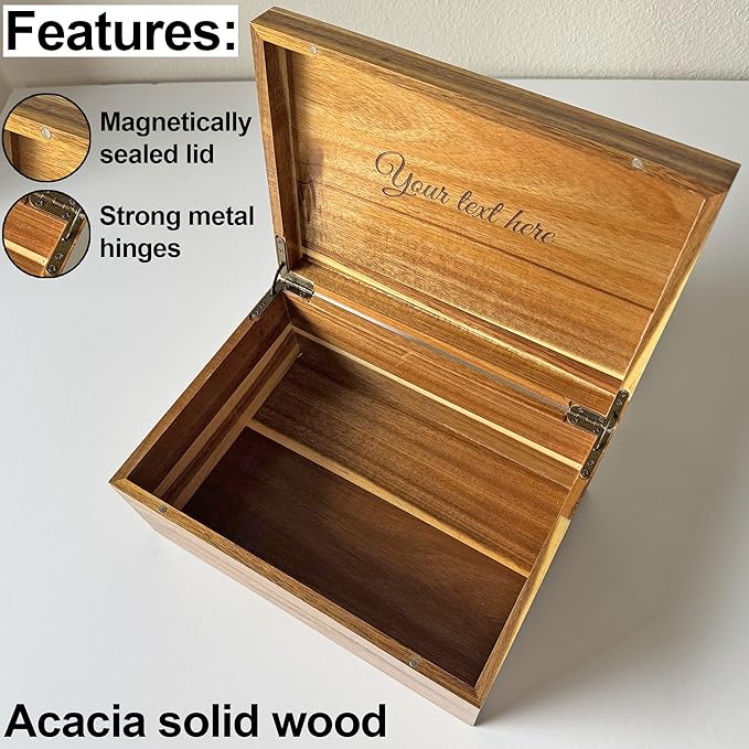 Wedding Keepsake Box - Personalized Couple Gift, Custom Gift for Wedding Anniversary, Wooden Memory Boxes for Love Letters, Cards, Engagement Time Capsule, Unique Gift for Parents 11x8x4.75 in