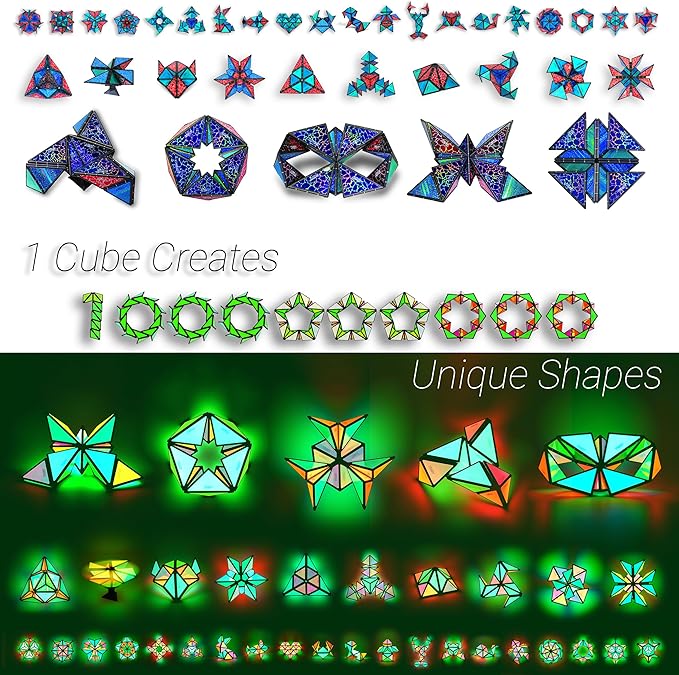 TOSY Magnet Pyramid Stone - 1 Cube Transforms into 1 Billion Shapes, 14 pcs (12 Puzzle pcs and 2 Accessories), 243 Rare Earth Magnets, Holographic Design Magnet Tiles Creative Puzzle STEM/STEAM Toy