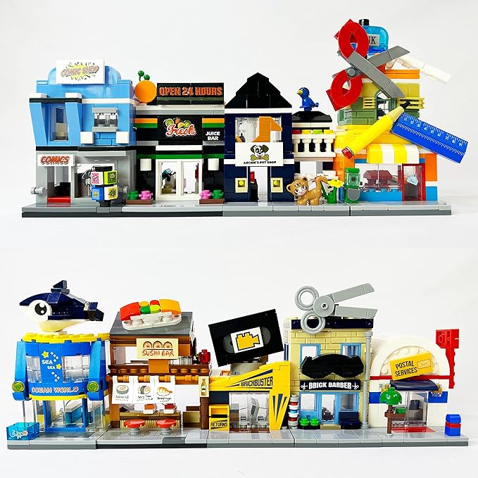 Brick Loot Exclusive Mini City Video Rental Store - Custom Designed 123 Piece Model - Compatible with Lego and Other Major Brick Brands β¦