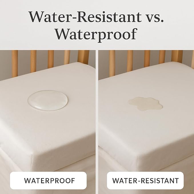 Organic Cotton Crib Mattress Protector - Water Resistant Flat Sheet Liner Pad, Skin Friendly, Chemical-Free Pure Cotton [GOTS-Certified] - Made in USA (Mini Crib (38"x24"))