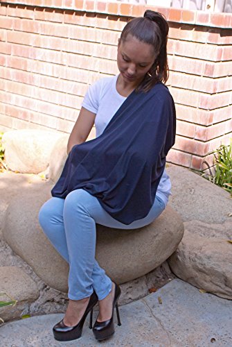 LK Baby Infinity Nursing Scarf Breastfeeding Cover Ultra Soft Premium Jersey Polyester (2pk black/navy)