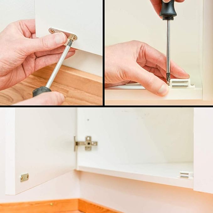 Cabinet Magnet Latch - Best for Cabinet Doors, Cupboards, Drawers and Shutters - Cabinet Magnetic Latch Easy Install - Magnetic Cabinet Catch Screws Included - Set of 12（Brown）