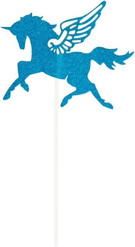 Restaurantware Top Cake 6 X 4.3 Inch Cake Toppers 10 Sturdy Cake Topper Inserts - Unicorn Design With Glitter Detail Blue Paper Cake Decoration For Birthdays Baby Showers And Weddings