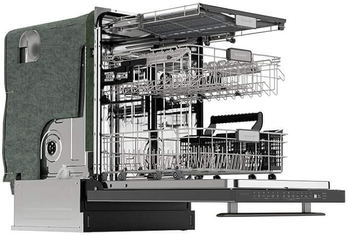 SHARP SDW6757ES Slide-In Dishwasher, Stainless Steel Finish, 24" Wide, Soil Sensors, Premium White LED Interior Lighting, Smooth Glide Rails, Heated Dry Option, Responsive Wash Cycles, Power Wash Zone