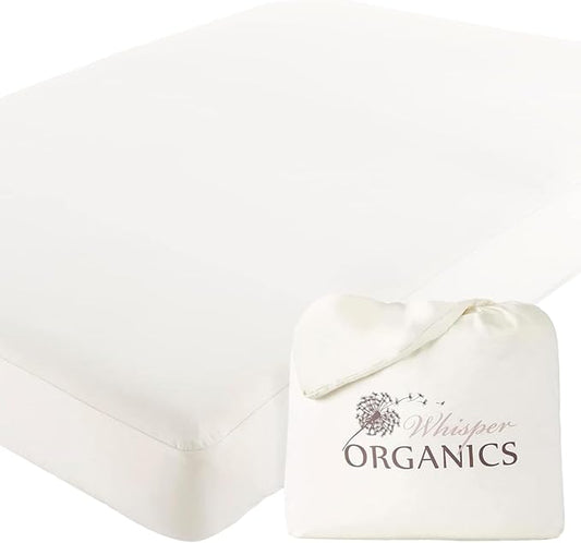 Organic Cotton, 100% Waterproof Mattress Protector Pad – Soft, Hypoallergenic, Breathable Bed Cover – GOTS & Fair-Trade Certified – 17 in. Deep, California King Size Mattress Cover by Whisper Organics