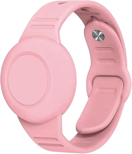 Waterproof Airtag Bracelet,Hidden Airtag Wristband,Anti-Lost Silicone Apple Airtag Holder Case for Airtag Case Cover Accessories Watch Band GPS Tracker -Pink