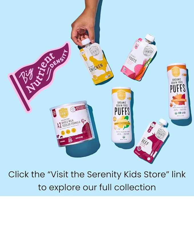 Serenity Kids 7+ Months World Explorers Baby Food Pouches Puree Made with Ethically Sourced Meats & Organic Veggies - 3.5 Ounce BPA-Free Pouch - Beef Kebab - 12 Count Meat Baby Food