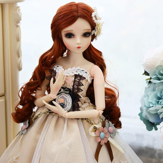 UCanaan BJD Doll, 1/3 SD Dolls 24 Inch 18 Ball Jointed Doll DIY Toys with Clothes Outfit Shoes Wig Hair Makeup, Best Gift for Girls (Regina)