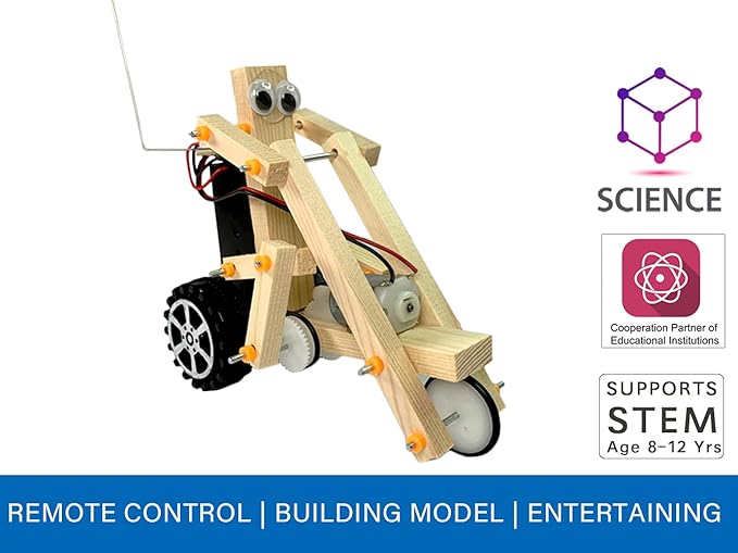 Wooden Wireless Remote Control Robotics Bicycle K3 - Creative Engineering Circuit Science STEM Building Kit - Electric Motor DIY Experiment for Kids, Teens and Adults