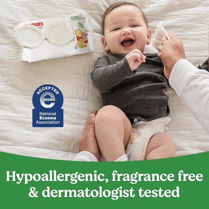 Huggies Natural Care Sensitive Baby Wipes, Unscented, Hypoallergenic, 99% Purified Water, 1 Flip-Top Pack (56 Wipes Total)