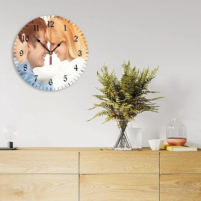 Generic Custom Clocks for Walls Personalized Clocks with Photo Text Logo Customize Gifts for Kitchen Bathroom Home Wedding Friend Family Lover, 10inch-25cm