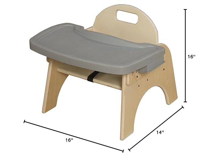 7" H Wooden Stackable Feeding Chair with Removable Tray and 3 Point Harness, Suitable for 12-18 Months Babies Dining & Studying Needs [Fully Assembled]