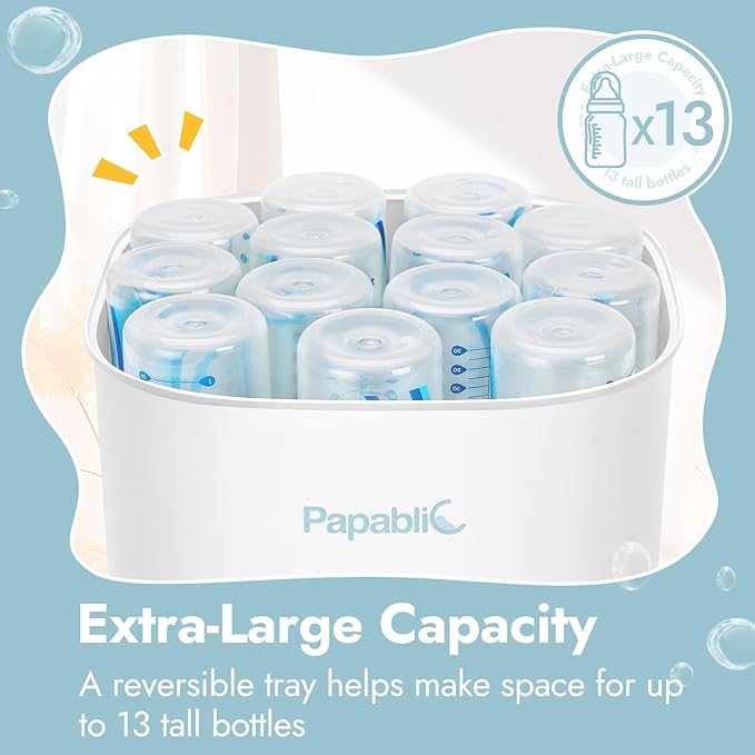 Papablic Bottle Sterilizer and Dryer Pro Max, 13 Bottles Extra-Large Capacity for Big Family, Electric Steam Bottle Sanitizer for Baby Bottles, Parts & Other Newborn Essentials