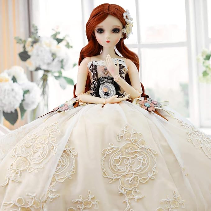 UCanaan BJD Doll, 1/3 SD Dolls 24 Inch 18 Ball Jointed Doll DIY Toys with Clothes Outfit Shoes Wig Hair Makeup, Best Gift for Girls (Regina)