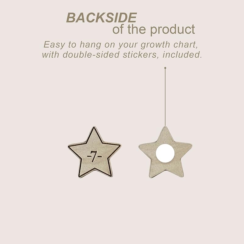 Wooden Markers for Growth Chart Height Ruler Kids Height Measurement, Space Themed Shapes.