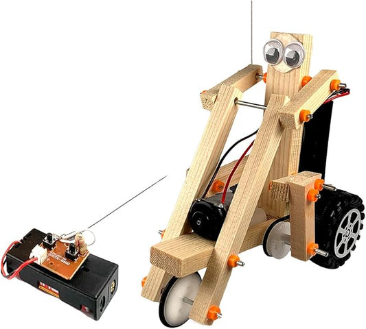 Wooden Wireless Remote Control Robotics Bicycle K3 - Creative Engineering Circuit Science STEM Building Kit - Electric Motor DIY Experiment for Kids, Teens and Adults